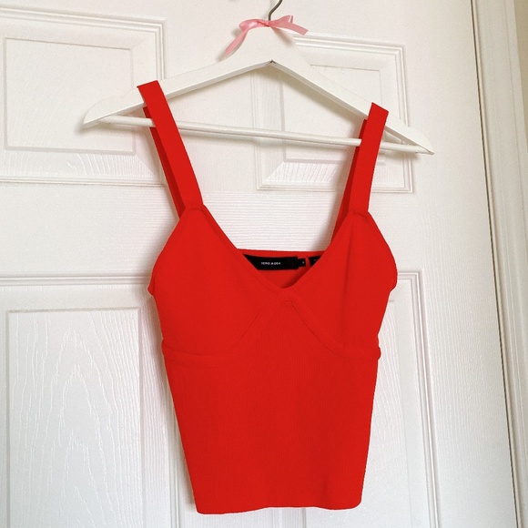 Vero Moda red knitted V neck tank top - Picture 4 of 5